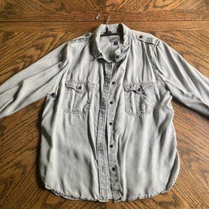 Grey Wash Button-down Women's Long Sleeve